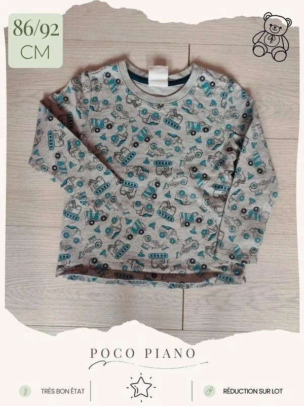 Pull fin gris motifs 🧸 Taille 86/92 cm 🧸 PocoPiano